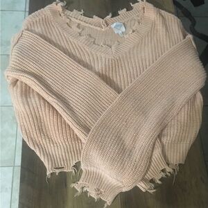 Cute Cropped Distressed Sweatshirt Lightweight